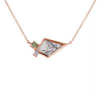 Halskette mit Rutilkristall, Olivin und Diamant Milly