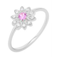 Ring mit einer Blume aus rosa Saphir und Diamanten Noely