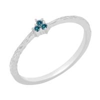 Zarter silberner Ring mit blauen Diamanten Milan