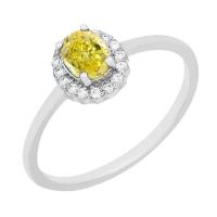 Verlobungsring mit einem zertifizierten fancy yellow Lab Grown Diamanten Avis