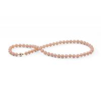 Goldene Halskette mit pfirsichfarbenen Perlen 7-7.5mm Melita