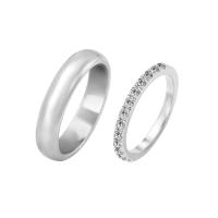 Eheringe aus einem Eternity-Ring mit Moissaniten und einem halbrunden Ring Lowum