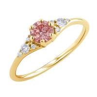 Goldener Verlobungsring mit einem IGI zertifizierten 0.44ct rosa Lab Grown Diamanten Diana