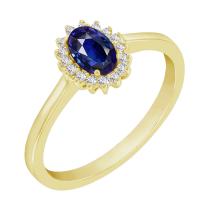 Goldring mit blauem Saphir und Diamanten Clarinda