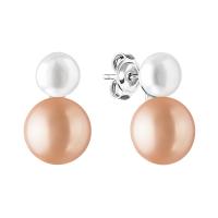 Ohrringe mit weißen und pfirsichfarbenen Perlen Hedda
