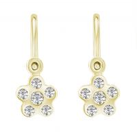 Goldene Kinderohrringe in Form einer Blume mit Lab Grown Diamanten Alexandra