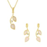 Set aus Schmuck in Blattform mit Opalen und Diamanten Petal