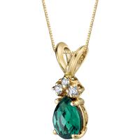 Smaragd-Tropfen in Goldanhänger mit Diamanten Electrah