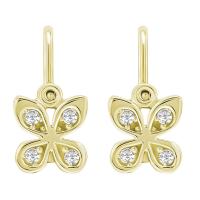 Kinderohrringe aus Gold in Form eines Schmetterlings mit Lab Grown Diamanten Madeleine