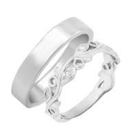 Eheringe aus Eternity-Ring mit Lab Grown Diamanten und einem flachen Ring Seir