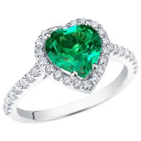 Goldener Ring mit Lab Grown Smaragd in Herzform und Diamanten Harold