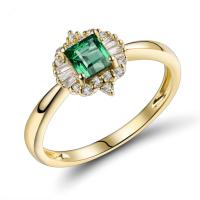Smaragdring mit Diamanten aus Gold Chente