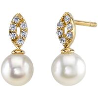 Goldene Ohrringe mit Perlen und Zirkonia Amia