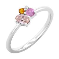 Cluster-Ring mit Morganit, Saphir, Citrin und Diamant Bluma