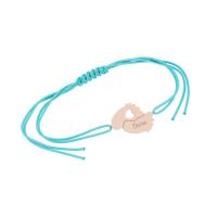 Silbernes String-Armband mit Babyfüßchen und Gravur Amy